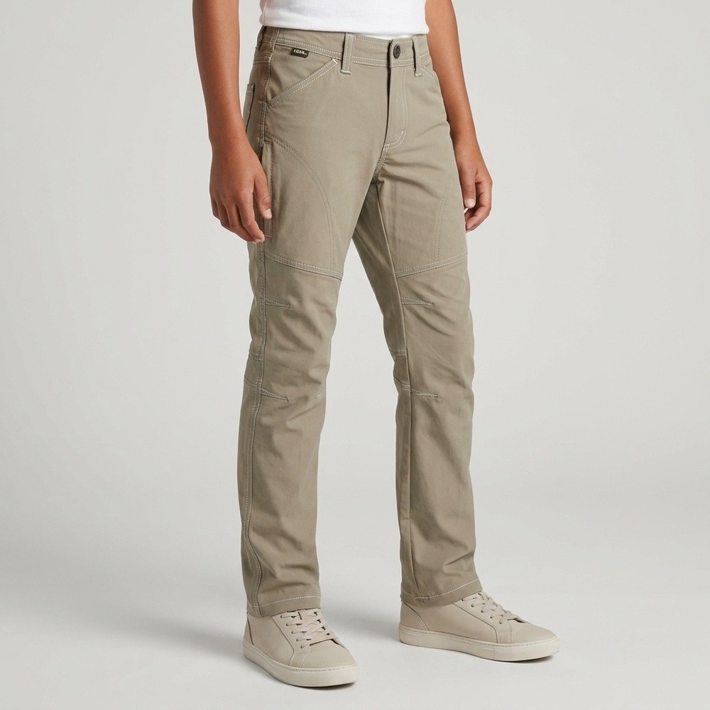 Kuhl Tufflex Kids Hiking Pants Khaki Size M 10-12 Articulated Stretch Trail
